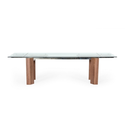 Modrest Helena Modern Extendable Glass Dining Table Large Walnut Dining Table 77038 VGEWD2048MA