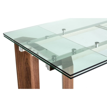 Modrest Helena Modern Extendable Glass Dining Table Large Walnut Dining Table 77038 VGEWD2048MA