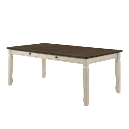ACME Fedele Weathered Oak & Cream Dining Table Model 77190