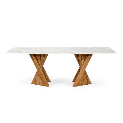 Modrest Cadence Modern Walnut & Marble Dining Table Brown Dining Table 77203 VGCSDT-1571-MRB