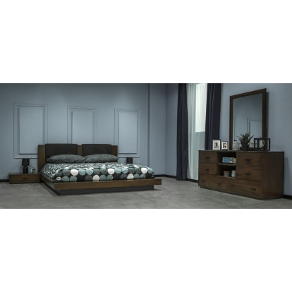 Nova Domus Fantasia Contemporary Dark Walnut and Dark Grey Bed Walnut Bed 77206 VGWDHL-W01-01-BED