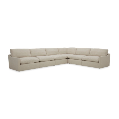Divani Casa Fedora Modern White Fabric Sectional Sofa + Ottoman White Sectional Sofa 77211 VGKKKF2637-B1223