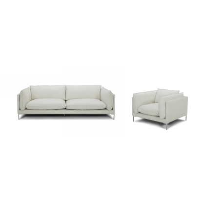 Divani Casa Harvest Modern White Full Leather Sofa Set White Sofa Set 80412 VGKKKF2627-L2927-SET