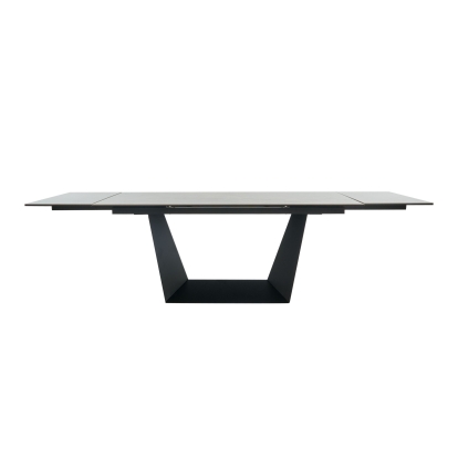 Modrest Baldwin Modern Grey Ceramic & Black Metal Extendable Dining Table Grey Dining Table 77223 VGNSGD8684-CB