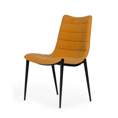 Modrest Hubbell Industrial Tan Eco-Leather Dining Chair (Set of 2) Tan Dining Chair 77234Z VGHR3520