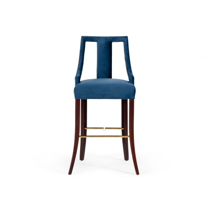 Modrest Kimball Glam Blue Velvet Bar Stool Blue Bar Stool 77280 VGUIHERSA