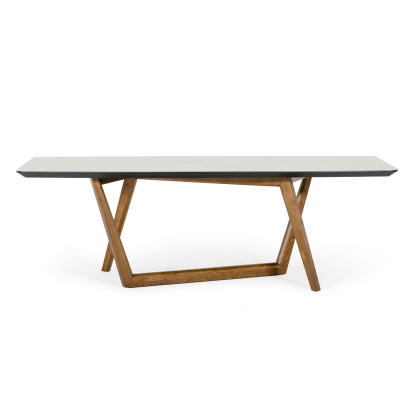 Modrest James Contemporary Walnut & White Dining Table Walnut Dining Table 77325 VGCSDT-19078-WAL-DT