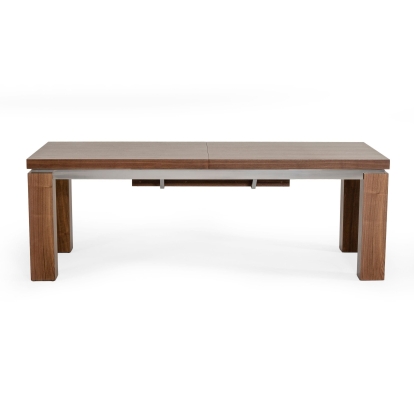 Modrest Maxi Modern Walnut & Stainless Steel Dining Table Walnut Dining Table 77332 VGGU677XT-WAL-DT