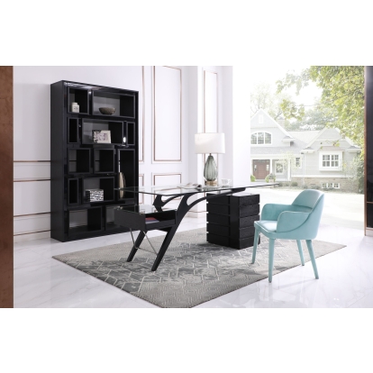 Modrest Suffolk Contemporary Black Ash Desk Black Desk 77347 VGVCBT001-BLK