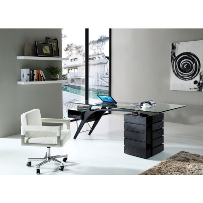Modrest Suffolk Contemporary Black Ash Desk Black Desk 77347 VGVCBT001-BLK