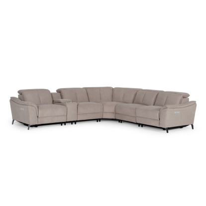 Divani Casa Lloyd Modern Light BrownFabric Sectional with Three Recliners Grey Sectional Sofa DISCONTINUED VGKMKM.510H-SECT