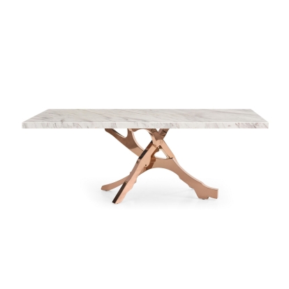 Modrest Legend Modern White Marble & Rosegold Dining Table White Dining Table 77368 VGVCT8222-M20-WHT-DT