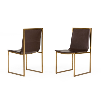 Modrest Dalton Modern Brown Leatherette Dining Chair (Set of 2) Brown Dining Chair 77376Z VGGMDC-305-DC