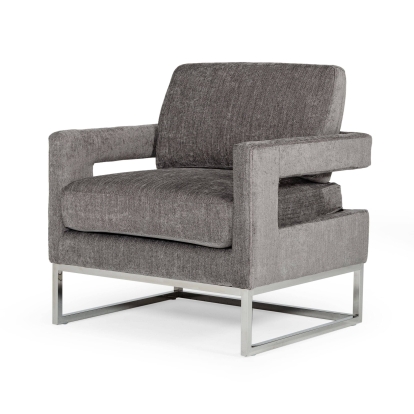 Modrest Edna Modern Dark Grey Fabric Accent Chair Grey Lounge Chair 77400 VGRHRHS-AC-201-GRY