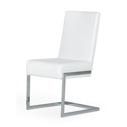 Modrest Batavia Modern White & Stainless Steel Dining Chair (Set of 2) White Dining Chair 77446Z VGEWF3131BK-WHT