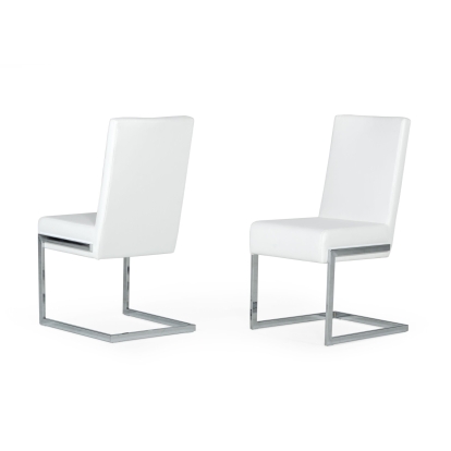 Modrest Batavia Modern White & Stainless Steel Dining Chair (Set of 2) White Dining Chair 77446Z VGEWF3131BK-WHT