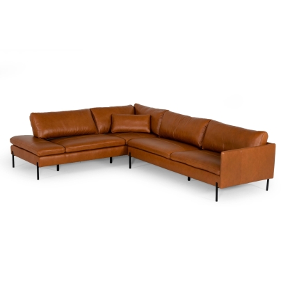 Divani Casa Sherry Modern Cognac Leather Left Facing Sectional Sofa Cognac Sectional Sofa 77457 VGKKKF.1061Z-CGN-LAF-SECT