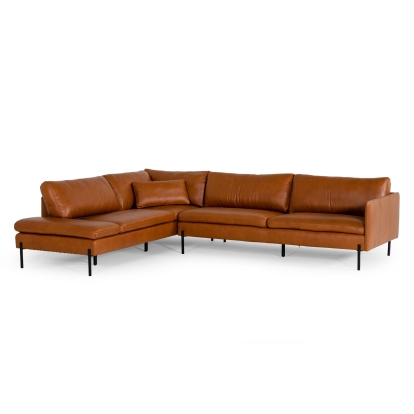 Divani Casa Sherry Modern Cognac Leather Left Facing Sectional Sofa Cognac Sectional Sofa 77457 VGKKKF.1061Z-CGN-LAF-SECT