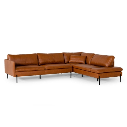 Divani Casa Sherry Modern Cognac Leather Right Facing Sectional Sofa Cognac Sectional Sofa 77459 VGKKKF.1061Z-CGN-RAF-SECT
