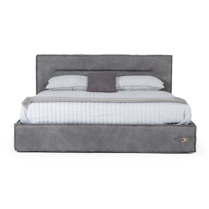 Lamod Italia Hollywood Italian Contemporary Grey Leather Bed Grey Bed 77473A|80217A VGDDHOLLYWOOD-EK