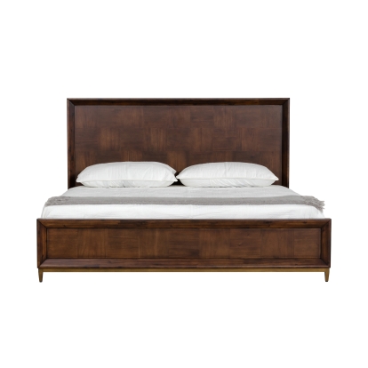 Modrest Shane Modern Acacia & Brass Bed Brown Bed 77529|77471 VGNXSHANE-BED