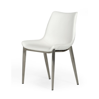 Modrest Frasier Modern White Eco-Leather Dining Chair (Set of 2) White Dining Chair 77702Z VGHR3505-WHT