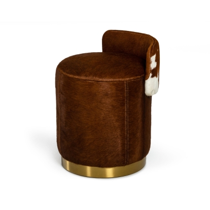 Modrest Belvista Modern Brown Cowhide Ottoman Brown Ottoman 77712 VGODL-096-OTT