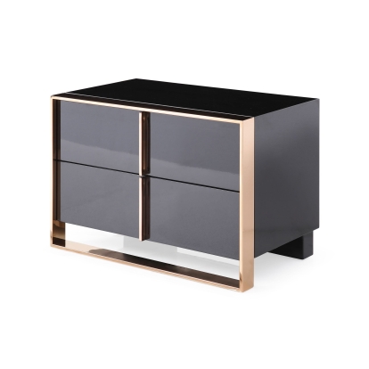 Nova Domus Cartier Modern Black & Rosegold Nightstand Black Nightstand 77747 VGVC-A002-N