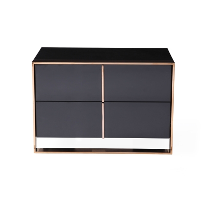 Nova Domus Cartier Modern Black & Rosegold Nightstand Black Nightstand 77747 VGVC-A002-N