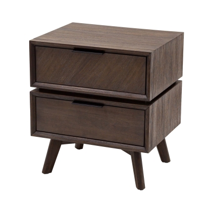 Modrest Roger Mid Century Acacia Nightstand Brown Nightstand 77751 VGWDSTHLUSNS2D-BRN-NS