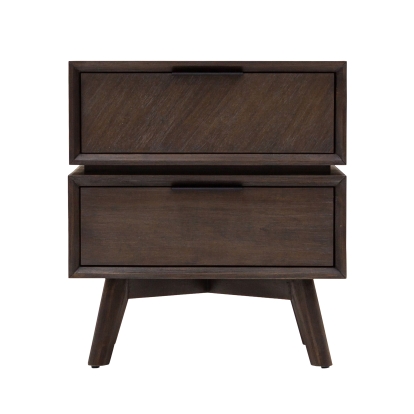 Modrest Roger Mid Century Acacia Nightstand Brown Nightstand 77751 VGWDSTHLUSNS2D-BRN-NS