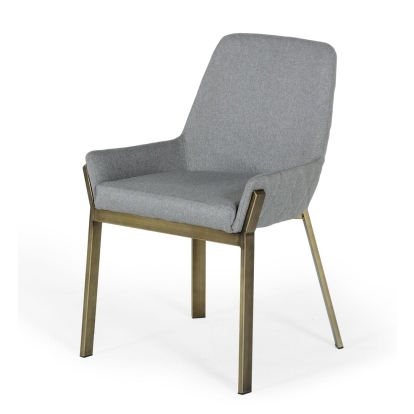 Modrest Ganon Modern Grey & Antique Brass Dining Chair Grey Dining Chair 77768 VGGAGA-6736CH-GRY-DC