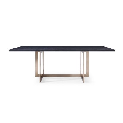 Modrest Pike Modern Black Ash & Brass Dining Table Black Dining Table 77794 VGVCT8961W-BLK-DT
