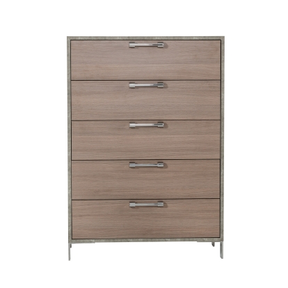 Nova Domus Boston Modern Brown Oak & Brushed Stainless Steel Chest Brown Chest 77850 VGANBOSTON-CHEST