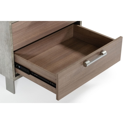 LA Furniture Boston Modern Brown Oak & Brushed Stainless Steel Nightstand VGANBOSTON-NS Contemporary Style by Vig Furnitrue Number 77851 Catch Home Goods