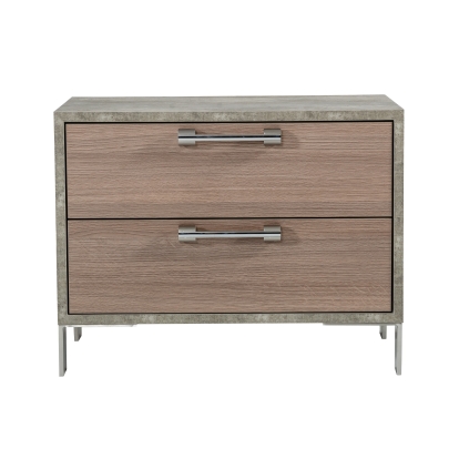 Nova Domus Boston Modern Brown Oak & Brushed Stainless Steel Nightstand Brown Nightstand 77851 VGANBOSTON-NS