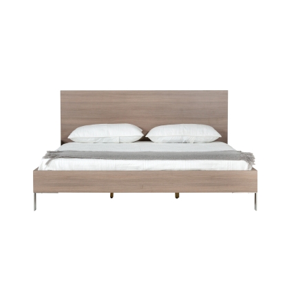 Nova Domus Boston Modern Brown Oak & Brushed Stainless Steel Bed Brown Bed 77852|77853 VGANBOSTON-BED