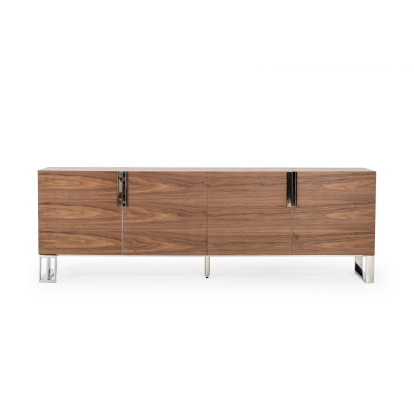Modrest Gilroy Modern Walnut & Stainless Steel Buffet Walnut Buffet 77871 VGBBMA2002SB-BUFF
