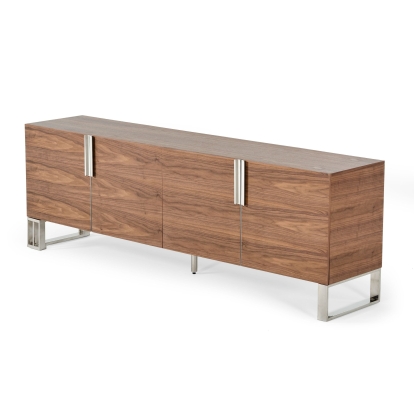 Modrest Gilroy Modern Walnut & Stainless Steel Buffet Walnut Buffet 77871 VGBBMA2002SB-BUFF