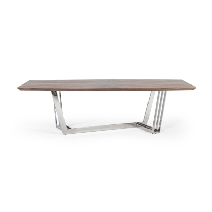 Modrest Gilroy Modern Walnut & Stainless Steel Dining Table Walnut Dining Table 77872 VGBBMI2003T-WAL-DT