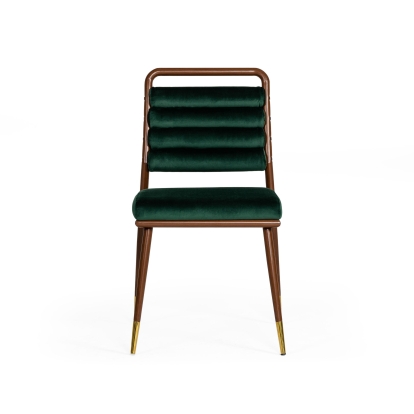 Modrest Biscay Modern Dark Green & Walnut Steel Dining Chair Green Dining Chair 77903 VGEUMC-9697CH-GRN