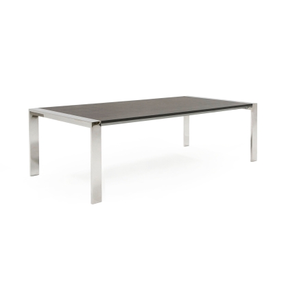 Modrest Fauna Modern Elm Grey & Stainless Steel Chrome Dining Table Grey Dining Table 77965 VGBBBN-2T-GREY-DT