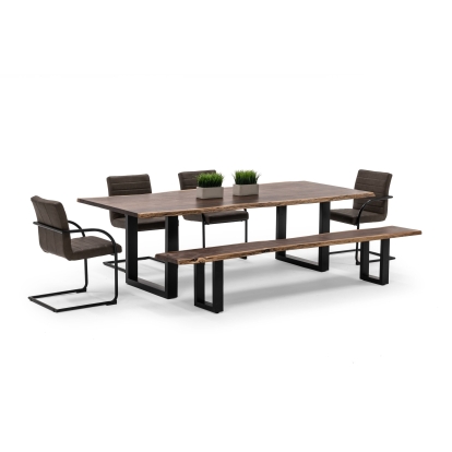 Modrest Taylor X-Large 102" Modern Live Edge Wood Dining Table Brown Dining Table 78035 VGEDPRO226005-BRN-DT