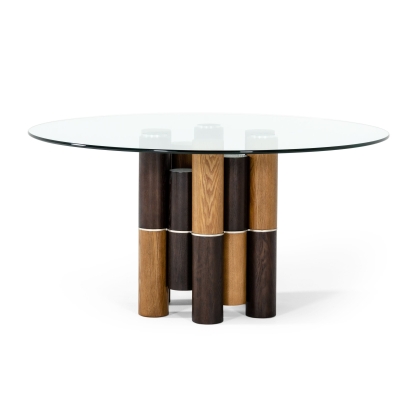 Modrest Greta Modern Glass & Walnut Dining Table Walnut Dining Table 78039 VGCSRT-19070-WAL-DT