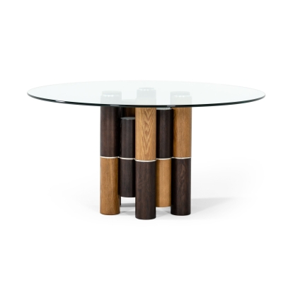 Modrest Greta Modern Glass & Walnut Dining Table Walnut Dining Table 78039 VGCSRT-19070-WAL-DT