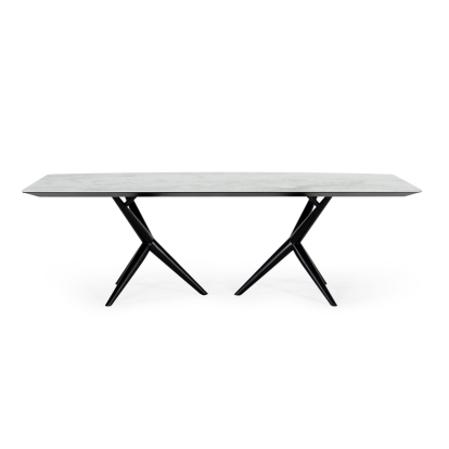 Modrest Stetson Modern White Ceramic & Smoked Ash Dining Table White Dining Table 78040 VGCSDT-20046-WHT-DT
