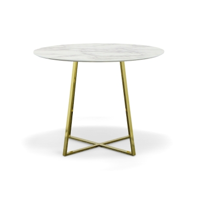 Modrest Swain Modern Faux Marble & Gold Round Dining Table Other Dining Table 78047 VGFHFDT8004