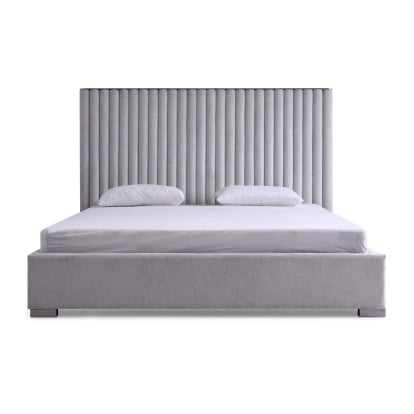 LA Furniture Splendor Silver + Grey Velvet Upholstered King Platform Bed VGVCBD20256-BED-EK Contemporary Style by Vig Furnitrue Number 78061 Catch Home Goods