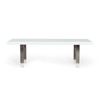LA Furniture Lenny- Modern White High Gloss & Stainless Steel Gun Metal Dining Table VGGMDT-1393B-WHT-DT Contemporary Style by Vig Furnitrue Number 78096 Catch Home Goods