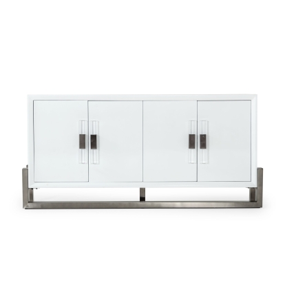 Modrest Lenny Modern White High Gloss & Stainless Steel Gun Metal Buffet White Buffet 78097 VGGMW-1393B-WHT-BUF
